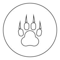 Print paw wild animal with claw track footprint predatory pawprint icon in circle round black color vector illustration solid outline style image