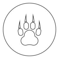 Print animal paw with claws Foot icon in circle round black color vector illustration image outline contour line thin style