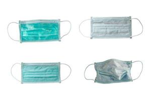 conjunto de mascarilla médica aislada en un fondo blanco. con trazado de recorte. foto
