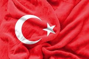 Fabric wavy texture national flag of Turkey.