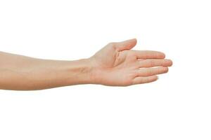 Left palm of male hand Isolated on white background. with clipping path. photo