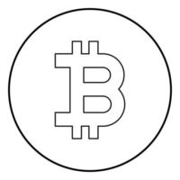 Bitcoin icon black color in circle round vector