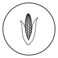 Maize icon black color in circle round vector