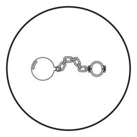 Shackles with ball icon black color in circle round vector