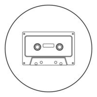Retro audio cassette icon black color in round circle vector