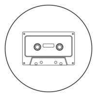 Retro audio cassette icon black color in round circle vector