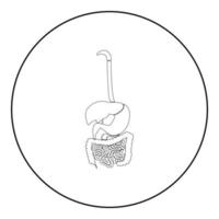 Digestive system icon black color in round circle vector