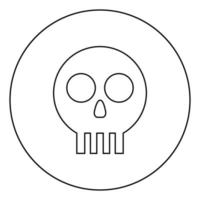 Human skull Cranium icon in circle round outline black color vector illustration flat style image