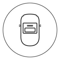 Welding mask Welder face shield Individual protection icon in circle round outline black color vector illustration flat style image