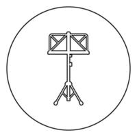 soporte de música caballete trípode icono en círculo contorno redondo color negro vector ilustración imagen de estilo plano