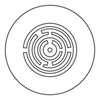 Round labyrinth Circle maze icon in circle round black color vector illustration solid outline style image