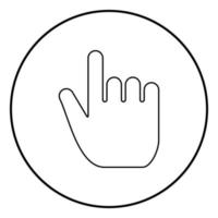 Hand point select declare index finger forefinger for click concept pushing choose icon black color illustration in circle round vector