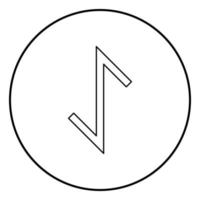 Eywas rune yew strength egis symbol icon outline black color vector in circle round illustration flat style image
