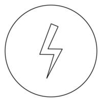 Lightning bolt Electric power Flash thunderbolt icon in circle round outline black color vector illustration flat style image