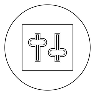 Settings knob Setting Switches regulators icon in circle round outline black color vector illustration flat style image