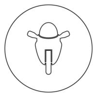 icono de clase de carrera de tipo deportivo de motocicleta en círculo contorno redondo color negro ilustración vectorial imagen de estilo plano vector