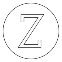 zeta símbolo griego letra mayúscula icono de fuente en mayúscula en círculo contorno redondo color negro ilustración vectorial imagen de estilo plano