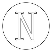 nu símbolo griego letra mayúscula icono de fuente en mayúscula en círculo contorno redondo color negro ilustración vectorial imagen de estilo plano vector