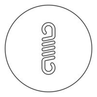 bobina de metal de resorte espiral alambre de acero icono flexible en círculo redondo color negro vector ilustración imagen contorno línea de contorno estilo delgado