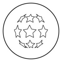 estrellas en forma de icono de balón de fútbol color negro en círculo redondo vector