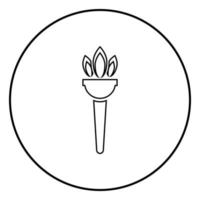 Torch flambeau icon black color in circle round vector