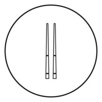 Chinese chopsticks icon black color in circle round vector