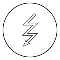 Lightning icon black color in circle round vector