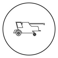 Farm harvester for work on field Combine icon black color illustration in circle round vector