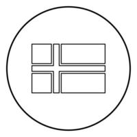 Flag of Norway icon outline black color vector in circle round illustration flat style image