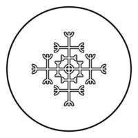 Helm of awe aegishjalmur or egishjalmur galdrastav icon outline black color vector in circle round illustration flat style image
