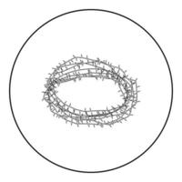 Thorn wreath or barbed wire icon black color in round circle vector