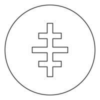 Cross papal roman church icon in circle round outline black color vector illustration flat style image