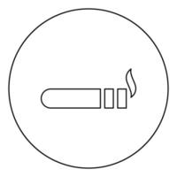 Cigar with smoke Luxury Havana cigar Smoking cigar concept icon in circle round outline black color vector illustration flat style image