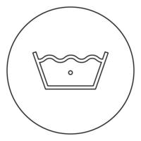 lavar en agua fría símbolos de cuidado de la ropa concepto de lavado icono de signo de lavandería en círculo contorno redondo color negro vector ilustración imagen de estilo plano