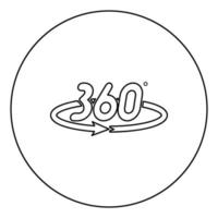 360 degree rotation arrow Concept full view icon in circle round outline black color vector illustration flat style image