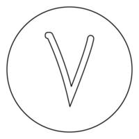 nu símbolo griego letra minúscula icono de fuente en círculo contorno redondo color negro ilustración vectorial imagen de estilo plano vector