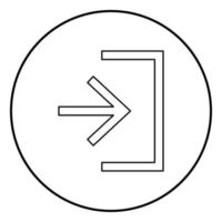 Entry input enter door icon black color in circle round vector