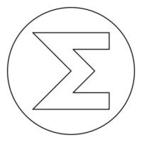 Sum symbol icon black color in round circle vector