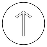 Teiwaz rune Telwaz tyr warrior symbol icon outline black color vector in circle round illustration flat style image