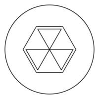 Abstract cube shape Hexagon box icon in circle round outline black color vector illustration flat style image