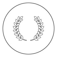 Branch of winner Laurel wreaths Symbol of victory icon in circle round outline black color vector illustration flat style image