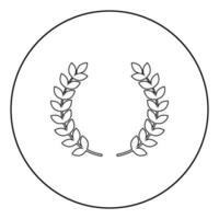 Branch of winner Laurel wreaths Symbol of victory icon in circle round outline black color vector illustration flat style image