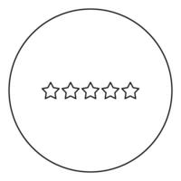 Five stars 5 stars rating concept icon in circle round outline black color vector illustration flat style image