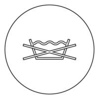 prohibido lavar ropa símbolos de cuidado concepto de lavado icono de signo de lavandería en círculo contorno redondo color negro vector ilustración imagen de estilo plano