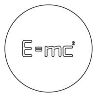 e mc fórmula de energía cuadrada signo de ley física e igual mc 2 concepto de educación teoría de la relatividad icono en círculo contorno redondo color negro vector ilustración imagen de estilo plano