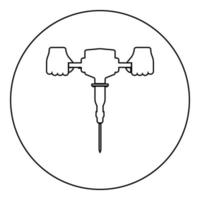 Jackhammer in hand holding power tool use Arm using electric instrument icon in circle round black color vector illustration solid outline style image