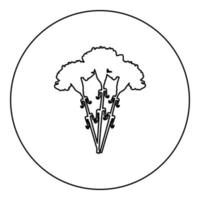Bouquet of flowers Carnation icon in circle round black color vector illustration image outline contour line thin style