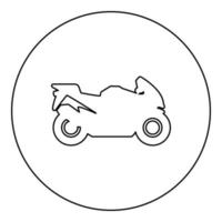 Motorbike silhouette motorcycle sport bike icon in circle round black color vector illustration image outline contour line thin style