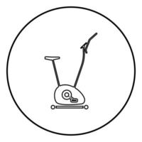 Exercise bicycle Stationary bike Exercycle icon black color illustration in circle round vector