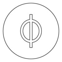phi símbolo griego letra minúscula icono de fuente en círculo contorno redondo color negro ilustración vectorial imagen de estilo plano vector